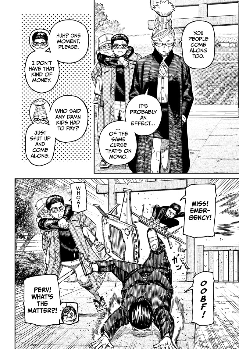 Granny says they can come with them to cure the curse. Suddenly, Kinta shows up, telling them about an emergency.