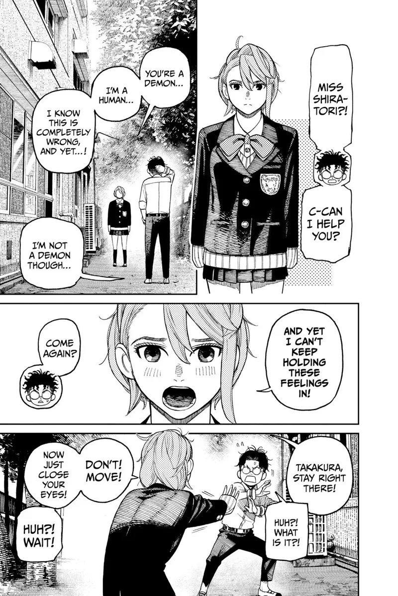 Aira and Okarun stand face to face. Okarun starts panicking after Aira says something weird.