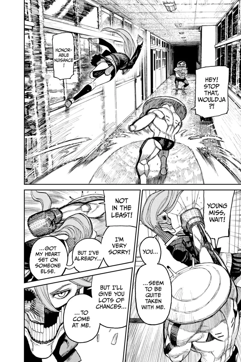 Cursed Aira dodges the Serpoian's attack and hits the monster boxer instead. Cursed Aira also dodges the boxer's punches.