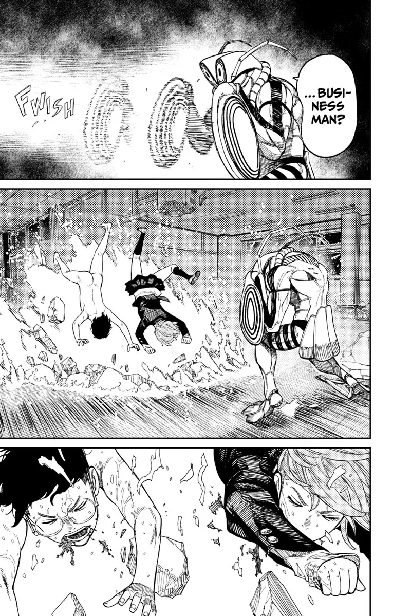 The creature calls himself a businessman and attacks Aira and Okarun.