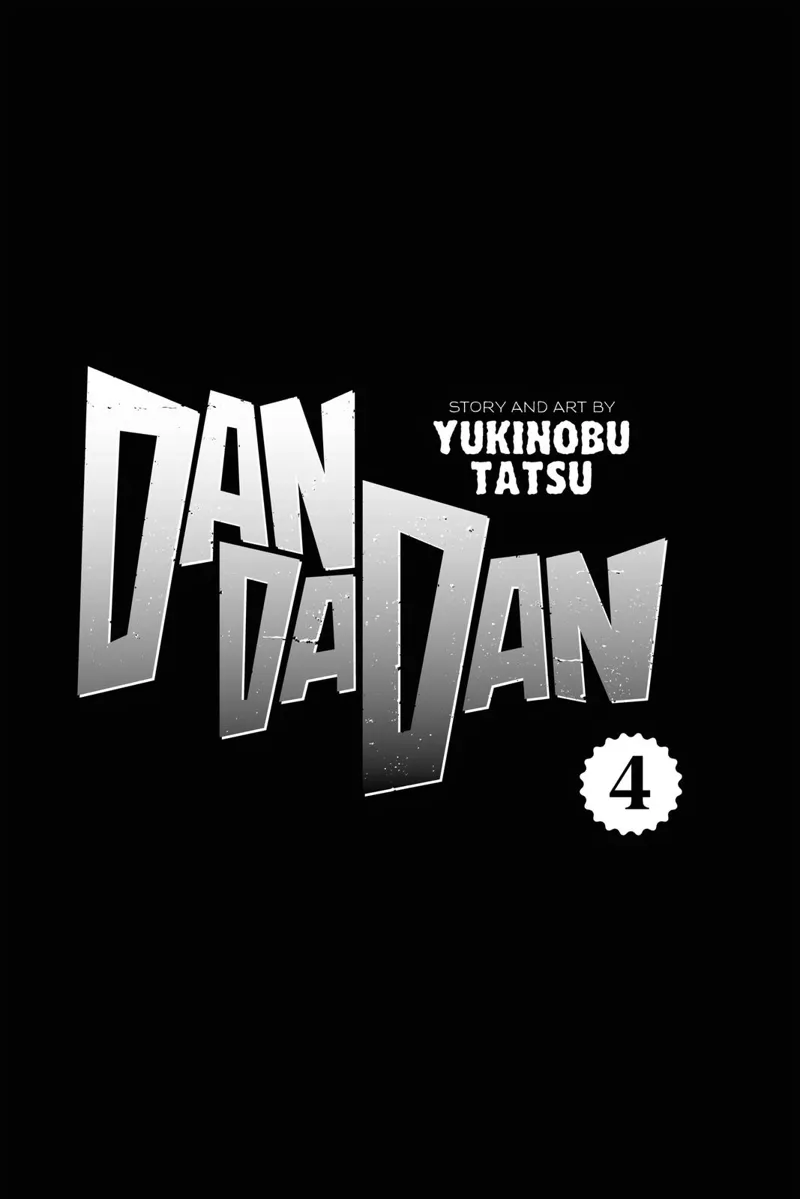 Dandadan, by Yukinobu Tatsu, in grey color and on a black background page.