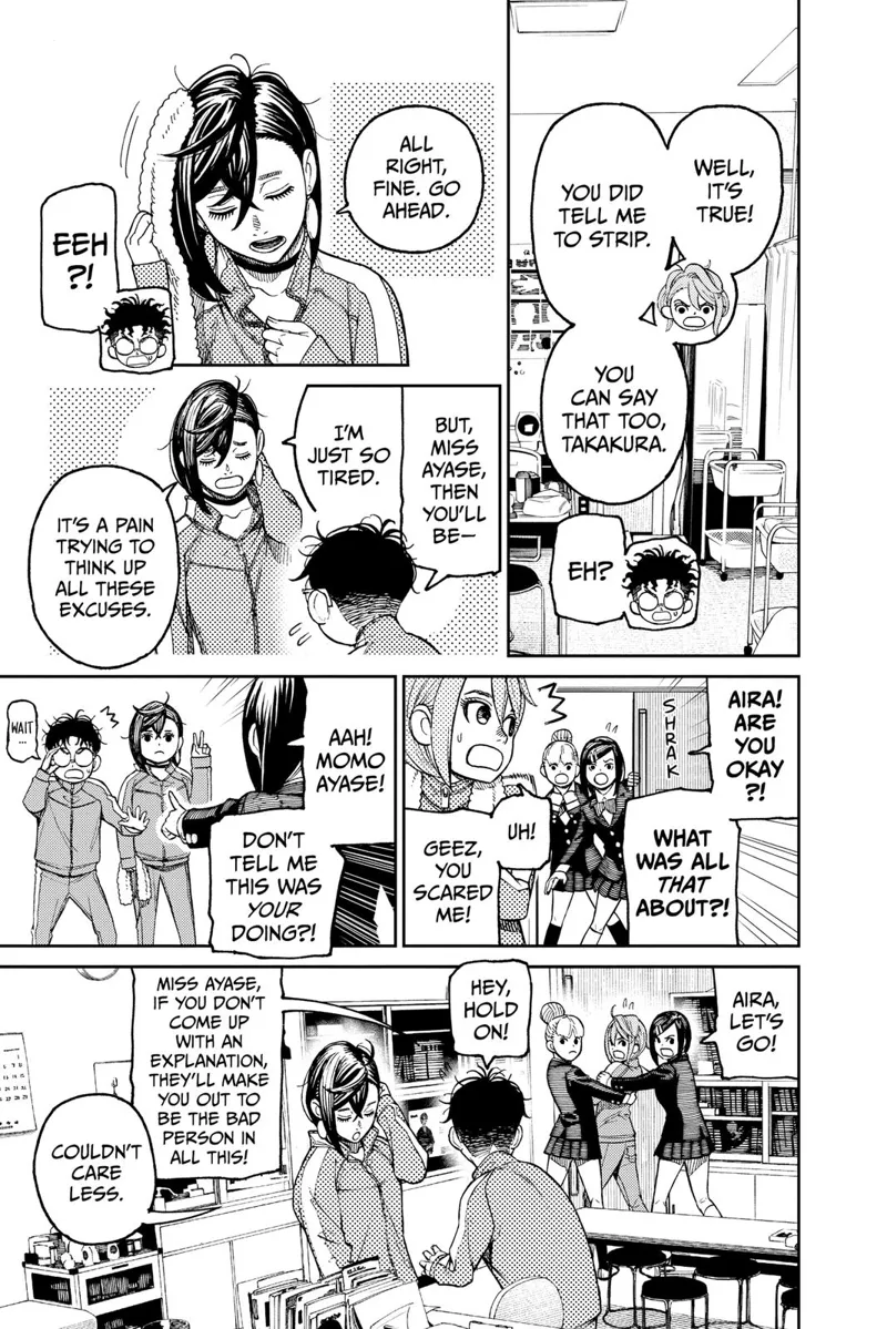 Aira's two friends appear and drag her away.