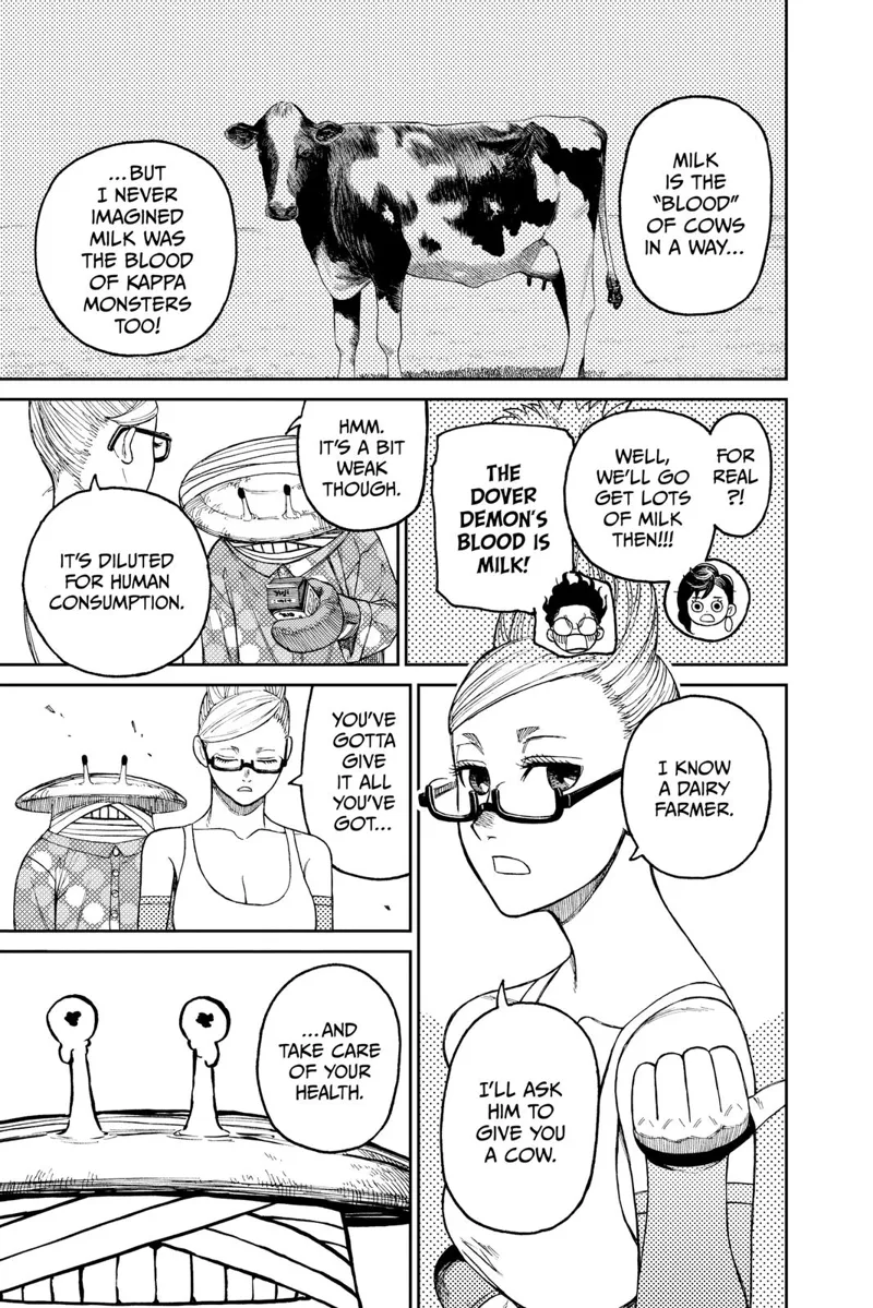 Grandma tells Boxer Kappa, also known as the Dover Demon, that she will give him a cow. Dover Demon's eyes get teary.