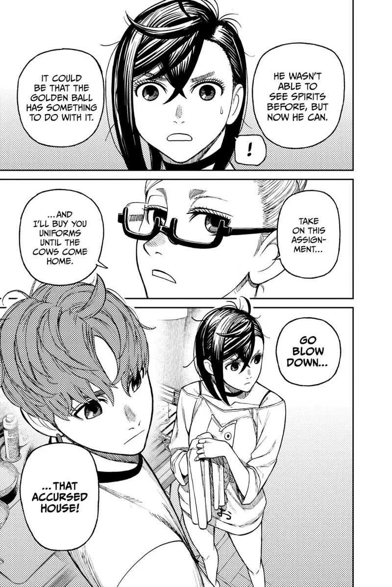 Grandma tells Momo to defeat the spirit and that she will buy her school uniforms.