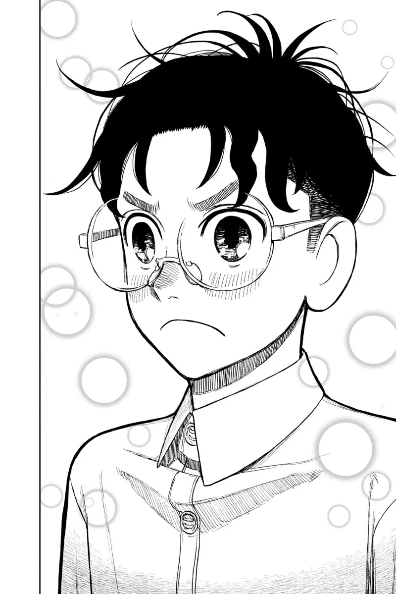 Okarun watches with bubbles of love surrounding him.