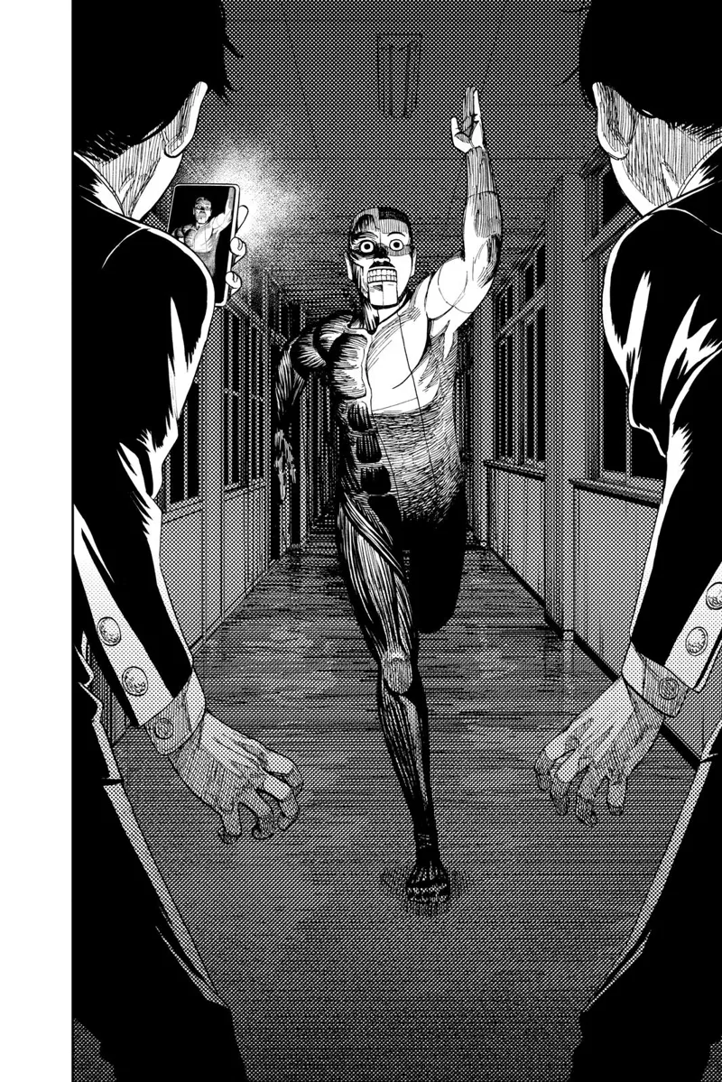 The four students see Taro running and catch him on their phone camera.