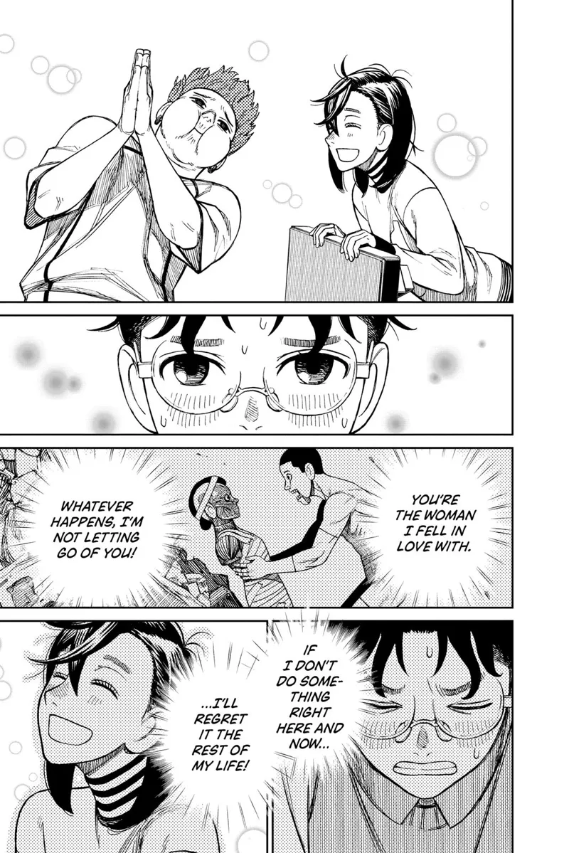 Momo is having fun with Jiji. Okarun recalls how Taro confesses his love to Hana.