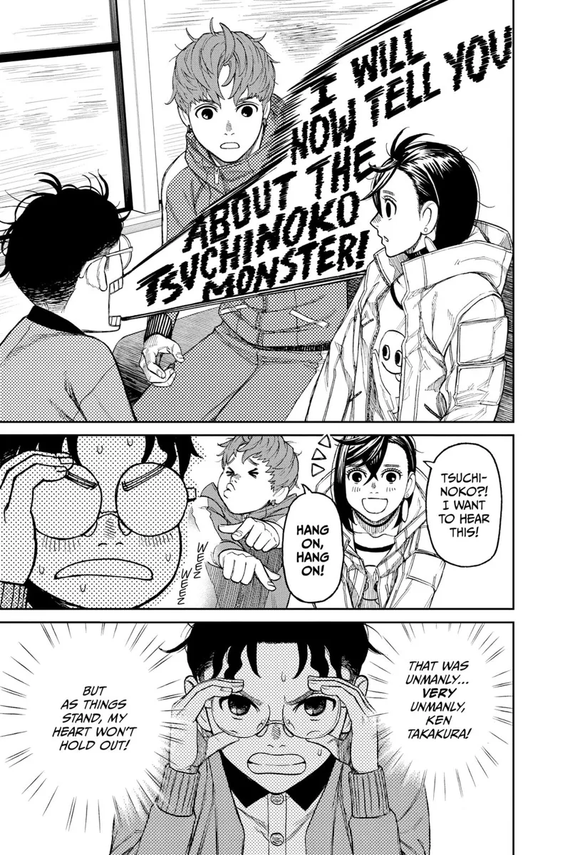 Suddenly, Okarun bursts out to tell them about the Tsuchinoko Monster!