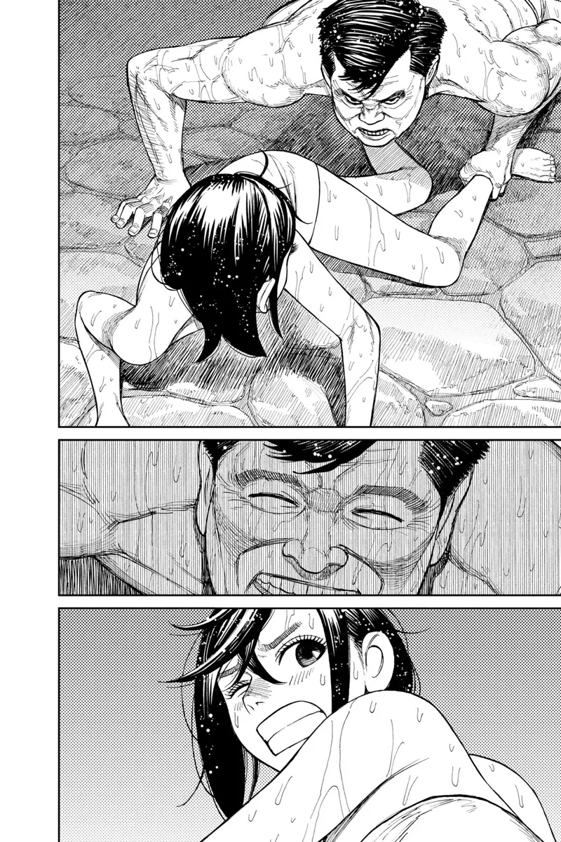 One of the men grabs Momo's foot.