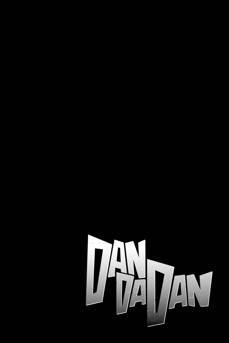 End of Chapter 35 with the title Dandadan in grey color, on a black background page.