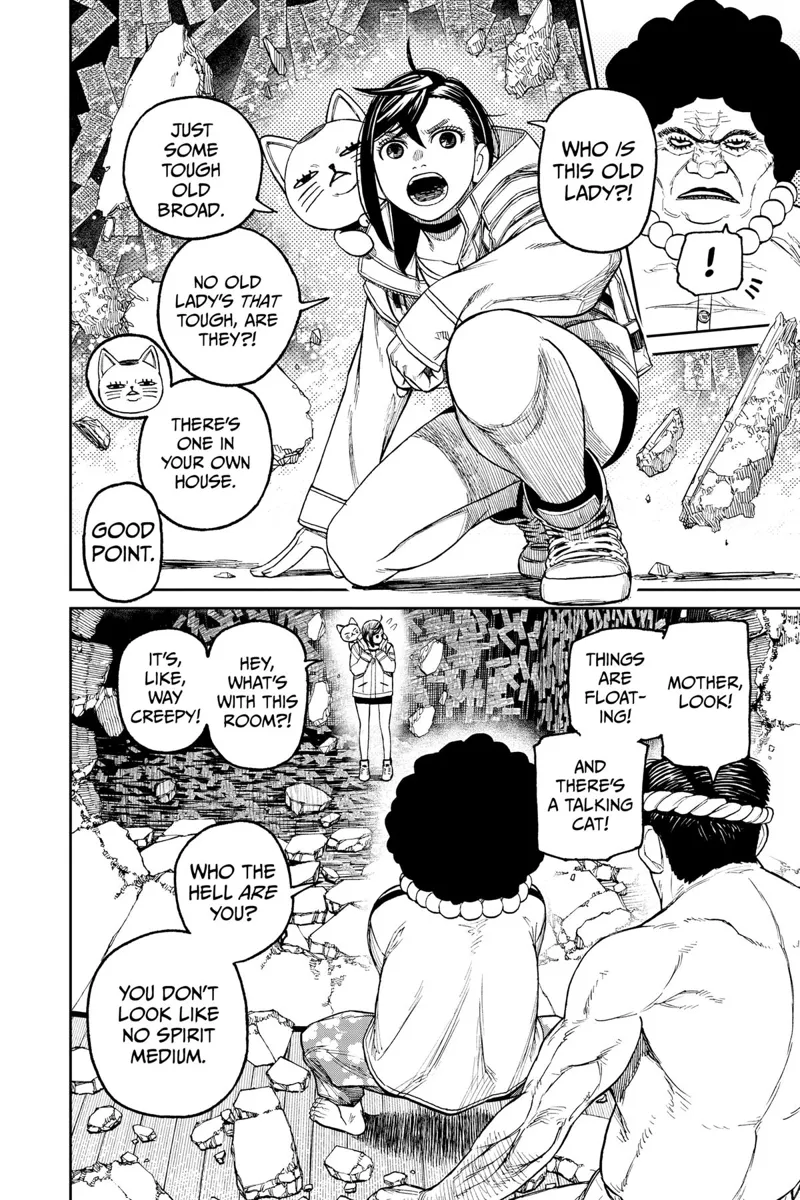 Momo and Turbo Granny are inside the secret room with seals. Outside, the Kito Family is preparing to attack.