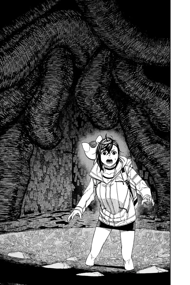 Suddenly, a huge monster starts forming behind Momo.