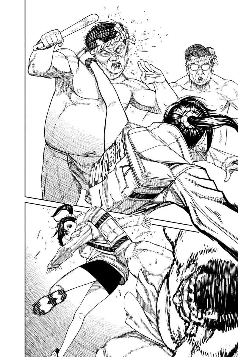 Momo suddenly kicks the two Kito guys.