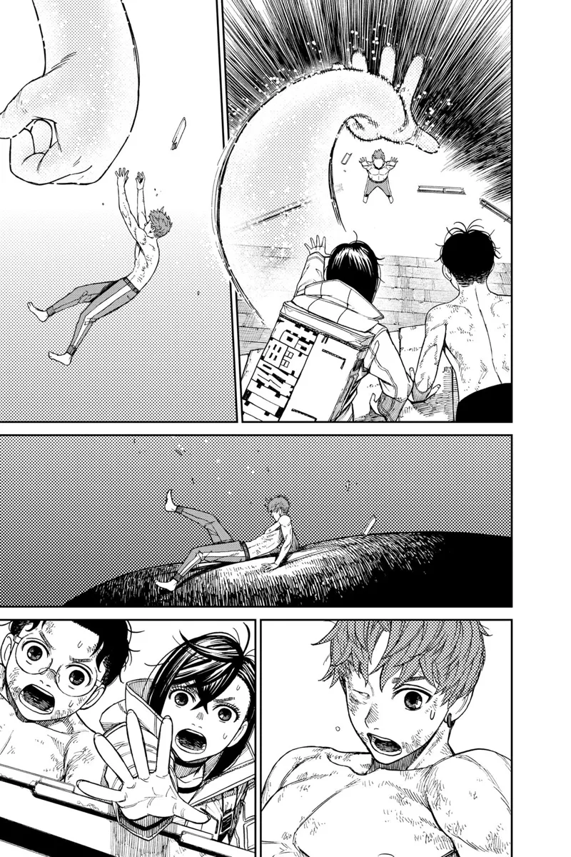 Jiji falls, and Momo can't catch him with her powers. Jiji lands on something soft.