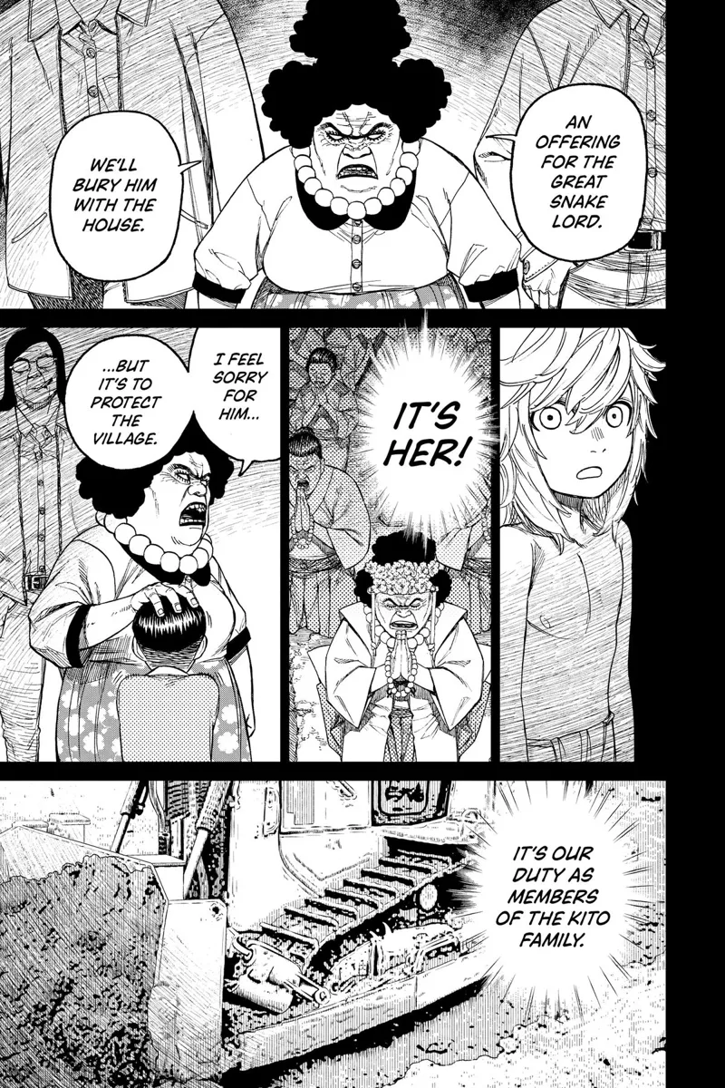 The boy notices the lady from the Kito family who sacrificed him. They bury the kid's parents.