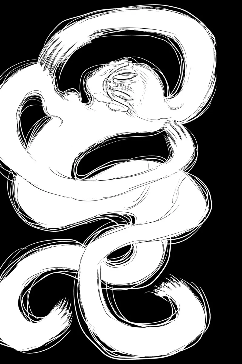 The boy's spirit comes out with long limbs and the same ugly, creepy face.