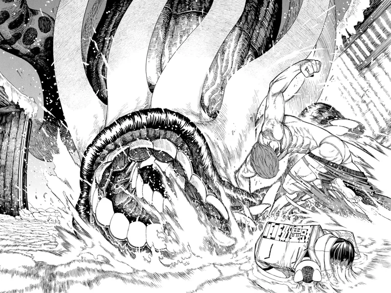 Jiji suddenly tackles the Kuragari monster and saves Momo.