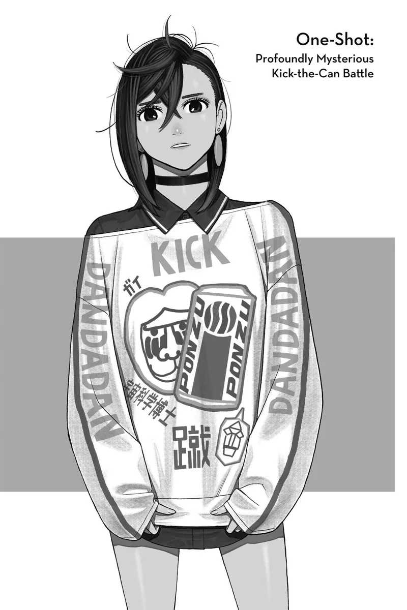 Momo is wearing a jacket with a soda can and a monkey face printed on it.