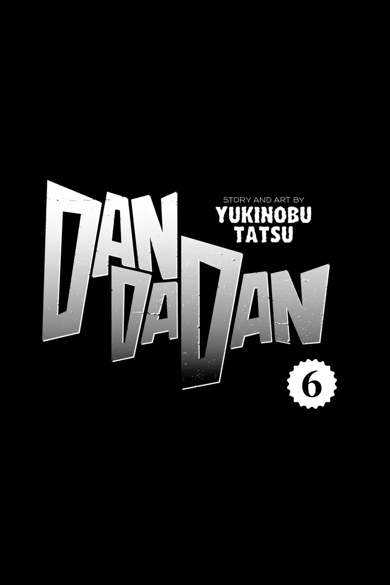 Dandadan, by Yukinobu Tatsu, in grey color and on a black background page.
