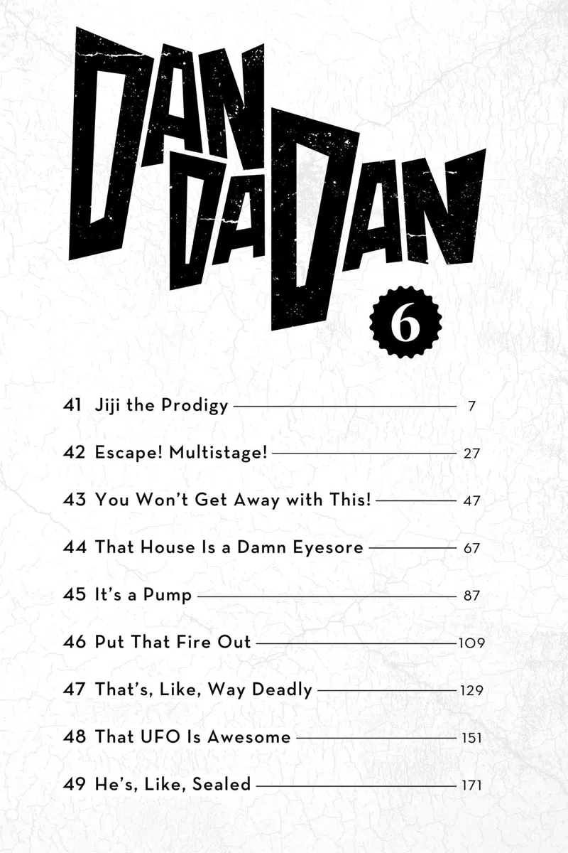 Dandadan list of Chapters from 41 to 49.