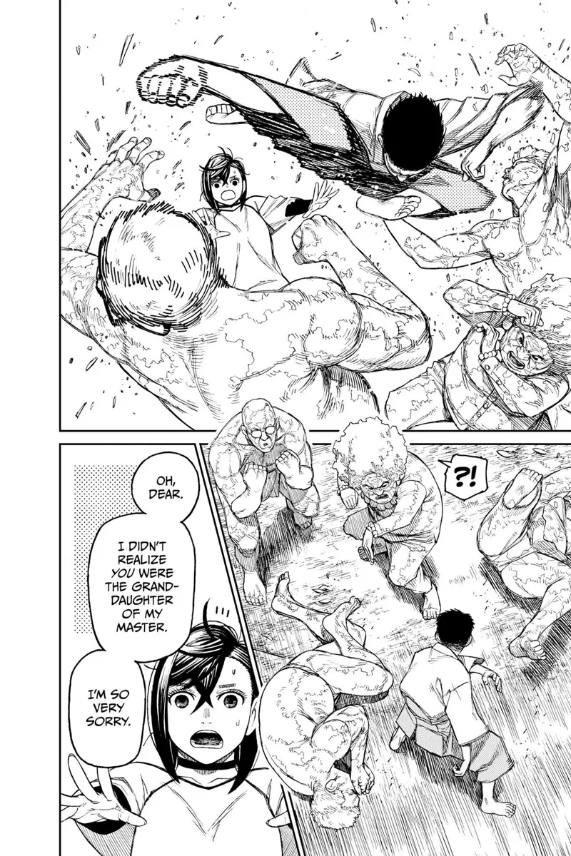 Suddenly, a guy emerges and kicks the Kito Family who are attacking Momo.