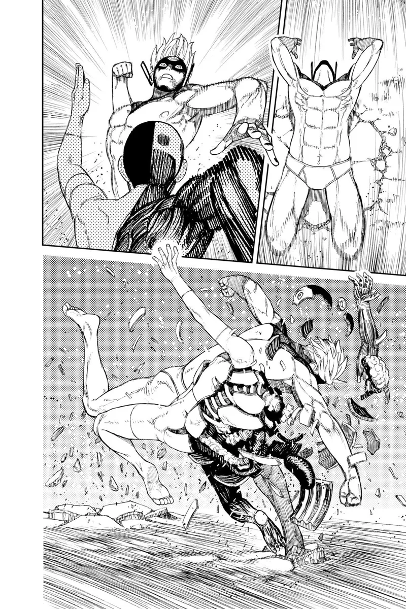 Cursed Jiji gets back up and punches Taro to pieces.