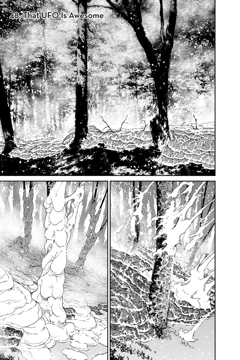 Worm goo covers the magma and the blazing trees, putting out the forest fire.