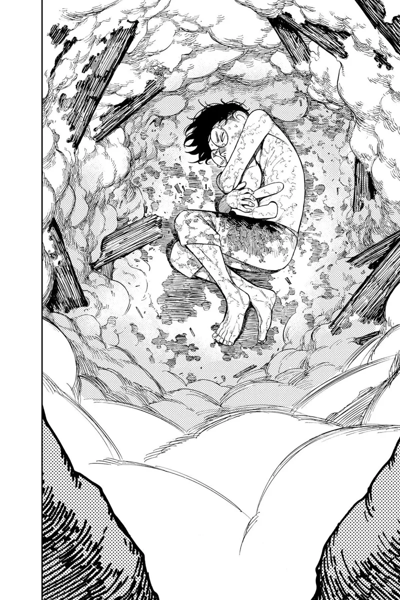 Okarun is inside the hardened goo, hugging Turbo Granny.