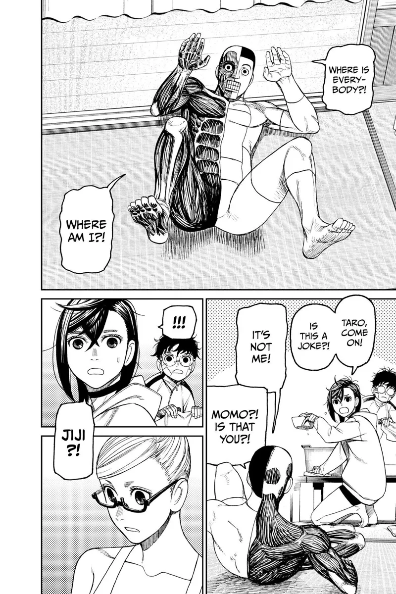 Taro rolls on the floor, and Momo calls him. Taro recognizes Momo's voice, and Momo notices Jiji talking.