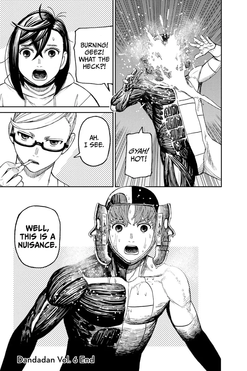 Grandma throws another glass at cursed Jiji's face, and he turns back to normal.