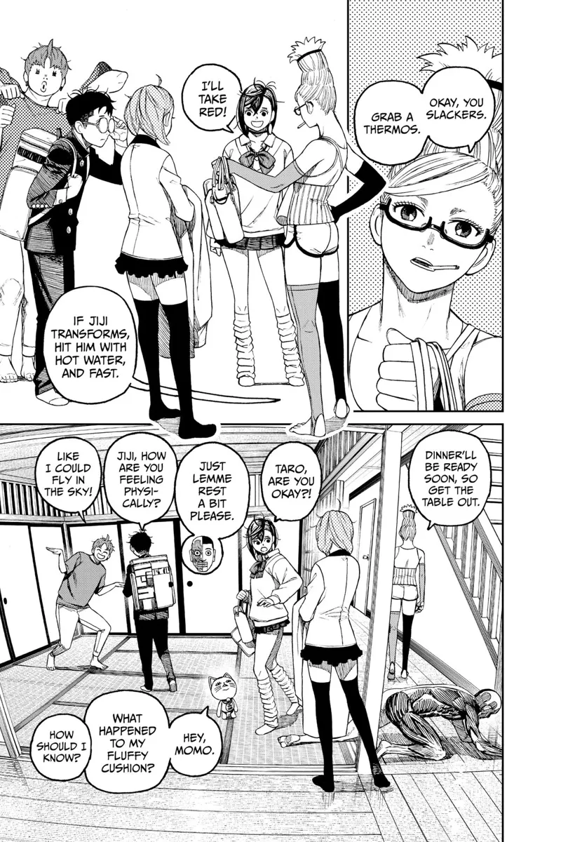 Everyone gets a thermos. Grandma leaves, telling them dinner will be ready soon.