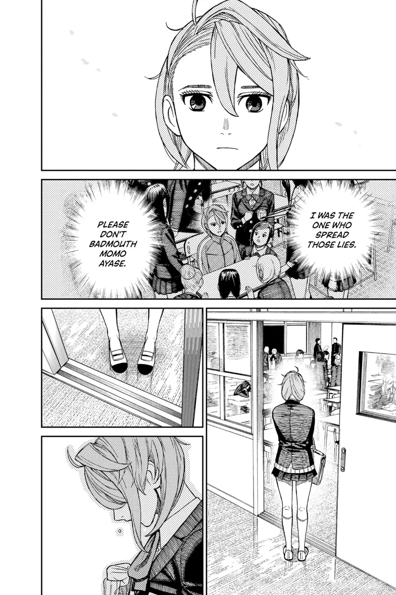 Aira recalls admitting that she spread lies about Momo. She enters her classroom.