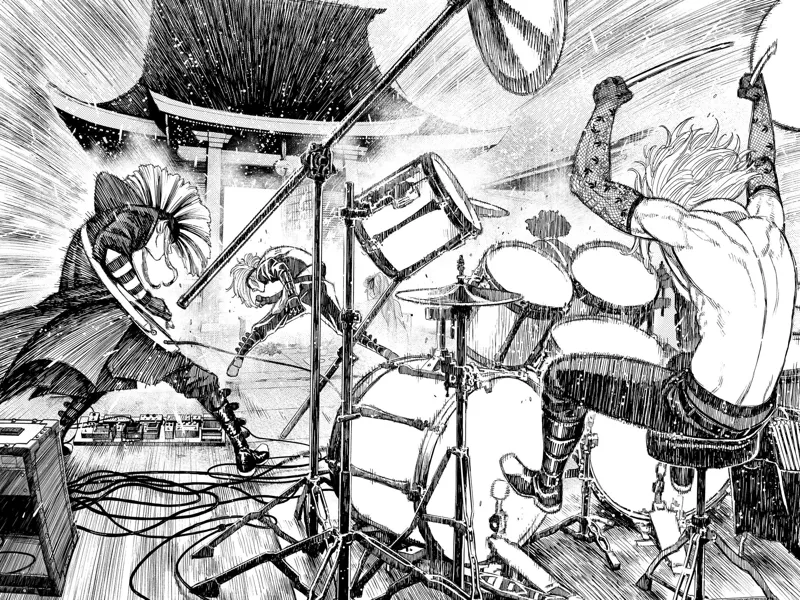 The Hayashi Performers start playing their instruments.