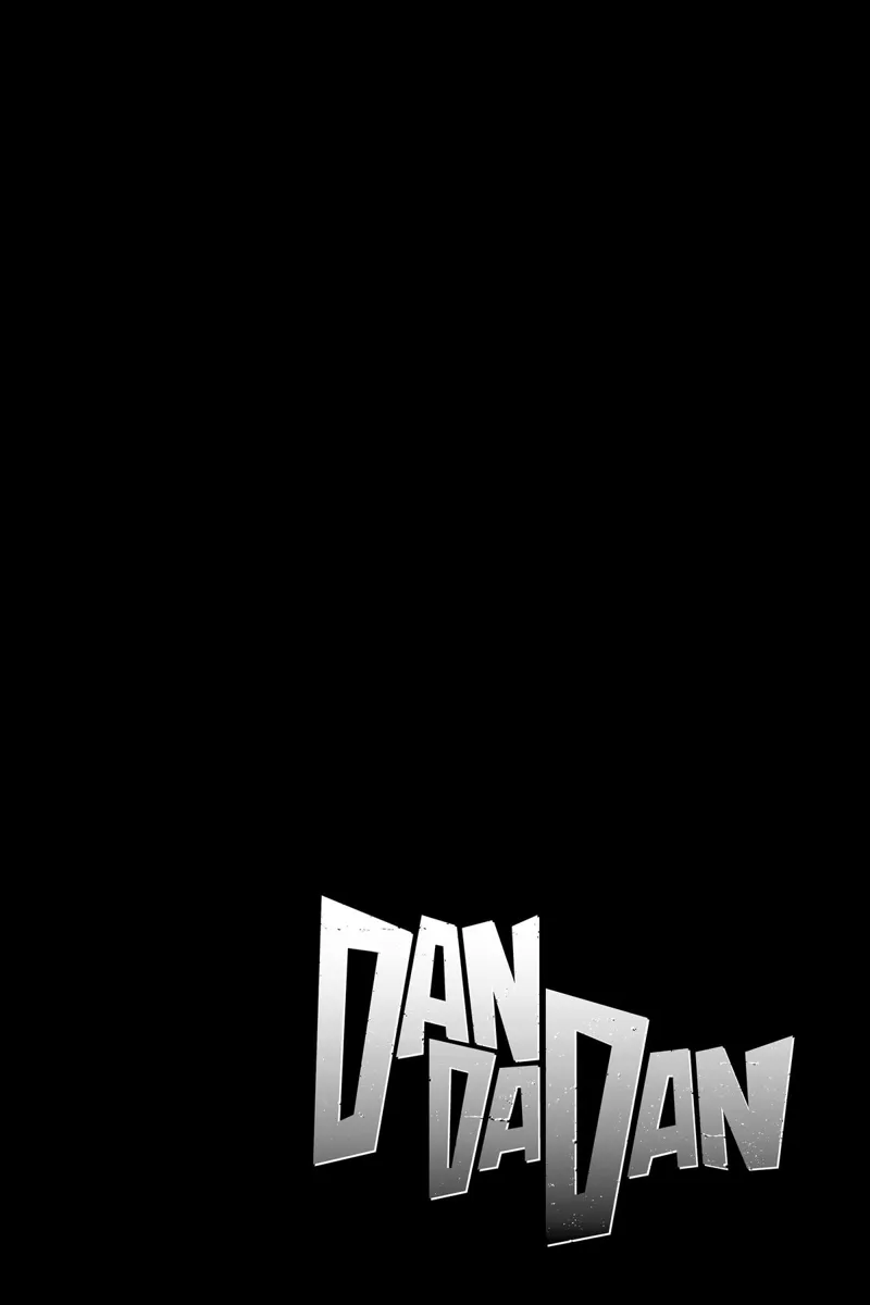 End of Chapter 52 with the title Dandadan in grey color, on a black background page.