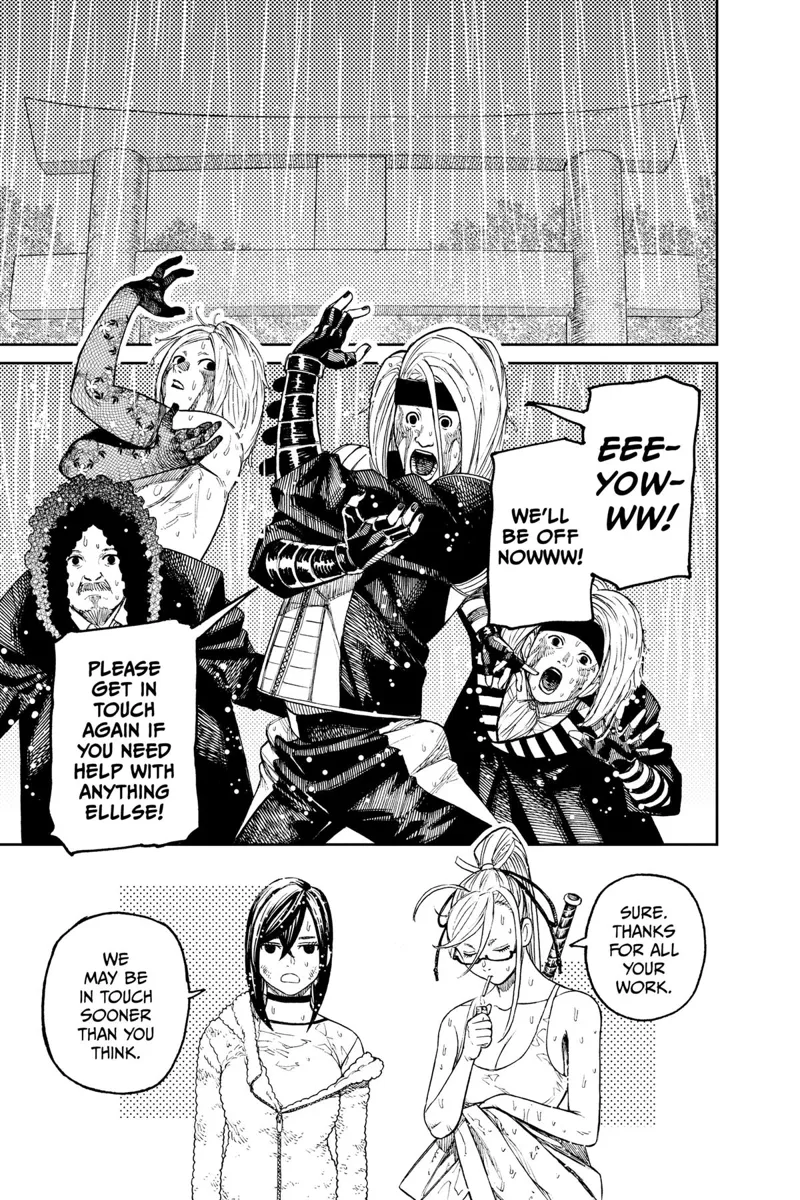 The Hayashi Performers bid them farewell, and Grandma thanked them.