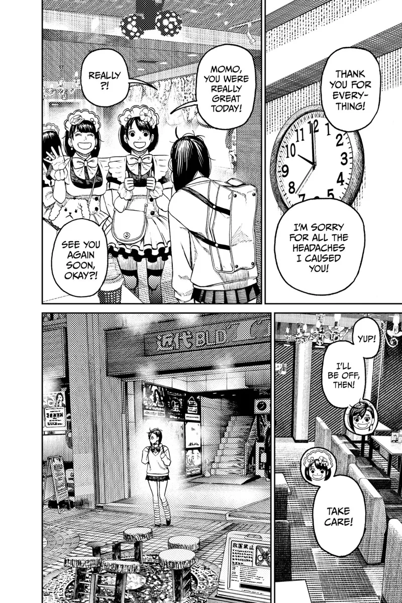 Momo thanks the other staff as she leaves work at 10pm.