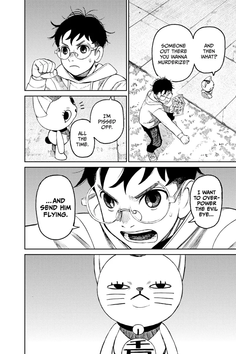 Okarun tells Turbo Granny he wants ot overpower the Evil Eye.