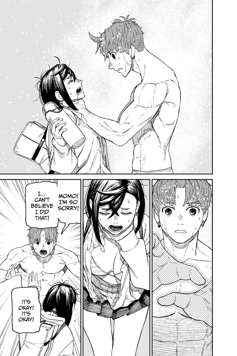 Jiji turns back to normal and apologizes to Momo for hurting her.