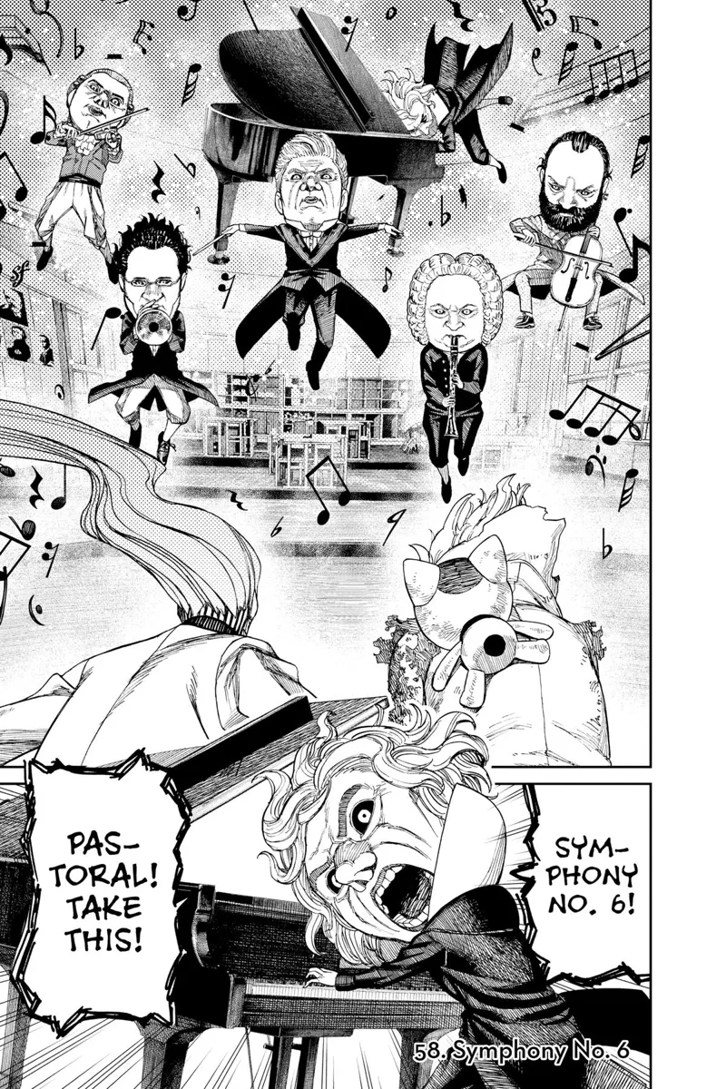 Cursed Okarun and Aira face the musical artist Yokais. The piano guy attacks with "Symphony No. 6."