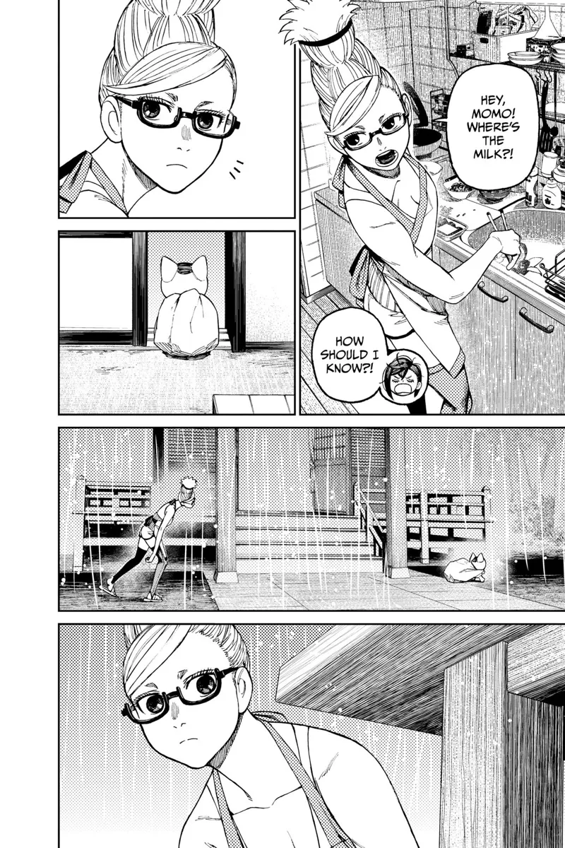 Grandma is cooking. She goes out and sees Turbo Granny pulling something.