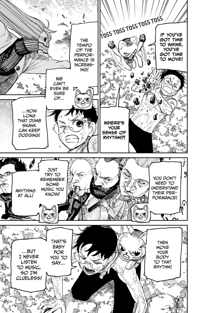 Turbo Granny lectures Okarun for whining. She tells Okarun to focus on his rhythm during the fight.