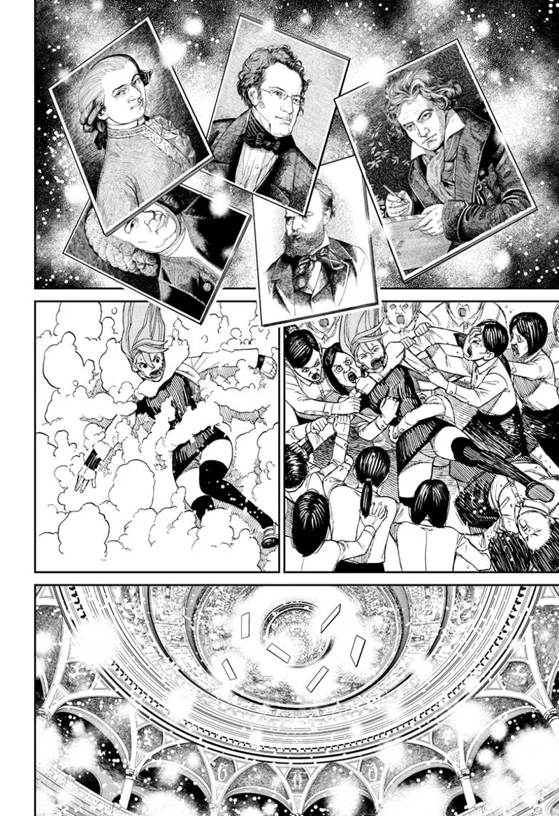 The five musicians turn back into pictures. The crowds grappling Aira disappear. The room glows.