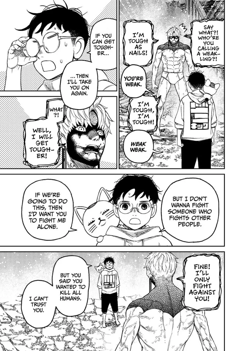 Okarun tells Evil Eye to only fight him from now on.