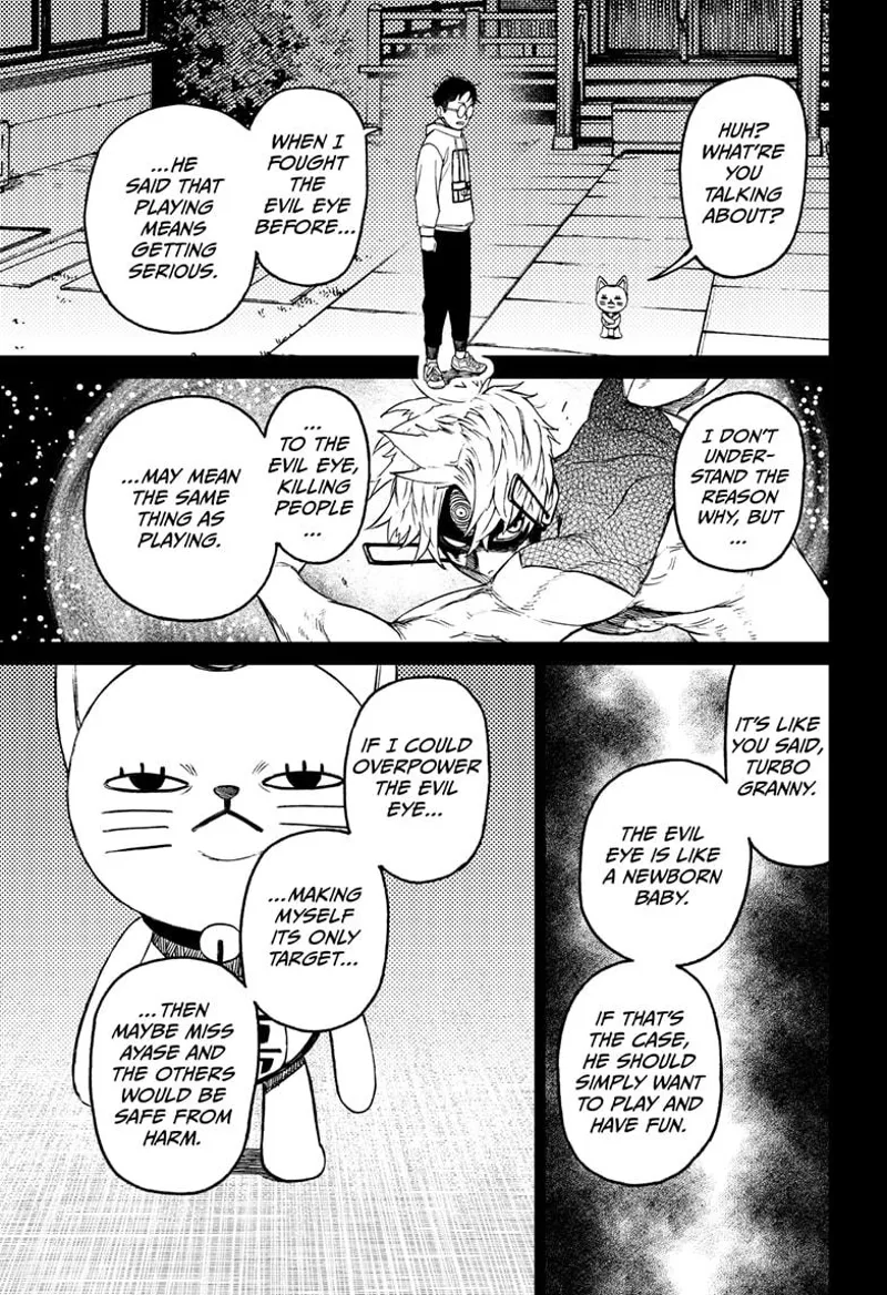 Turbo Granny recalls Okarun's plan to defeat Evil Eye and fight him as a form of playing.