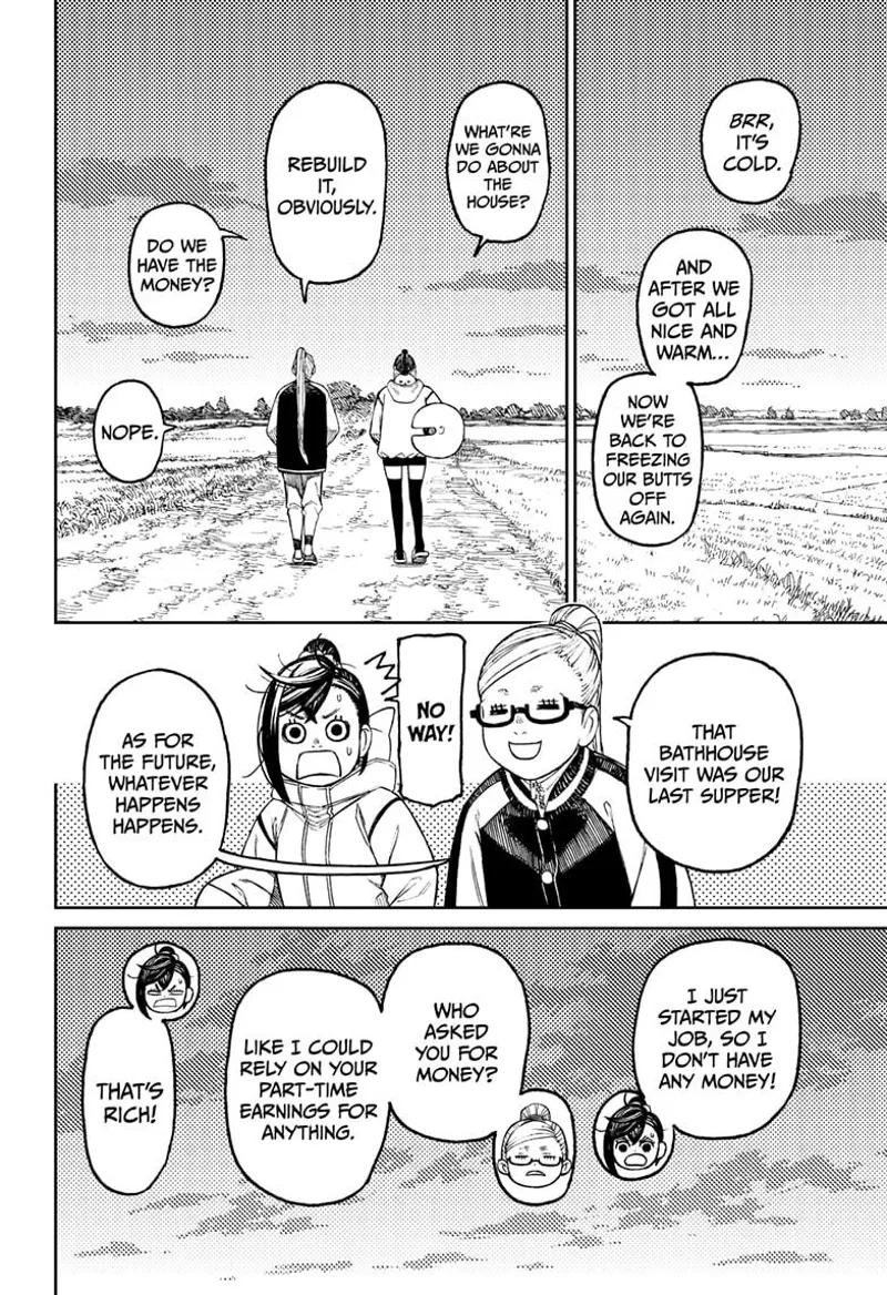 Momo and Grandma walk home. They talk about how to rebuild their house.