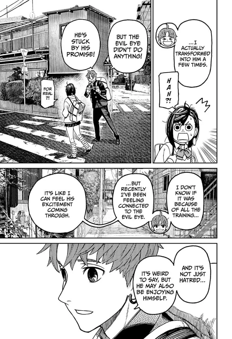 Jiji reveals that he morphs into Evil Eye but doesn't do anything because he is stuck by his promise to Okarun.