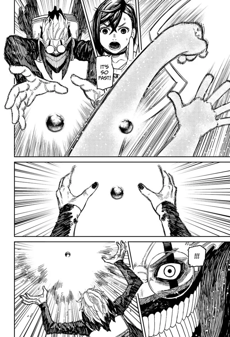 Momo and cursed Okarun try to grab the ball, but it's too swift!