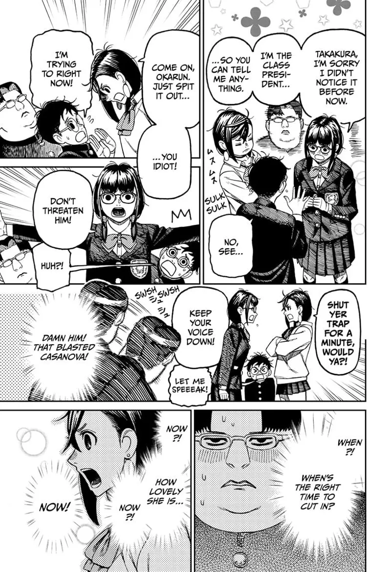 Okarun tries to explain. The student lady identifies herself as the class president and argues against Momo.