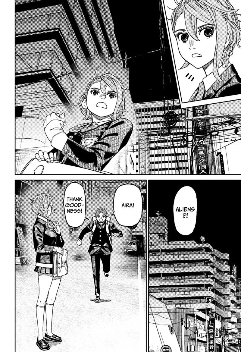 Jiji runs towards Aira, and they notice the sky turning black.