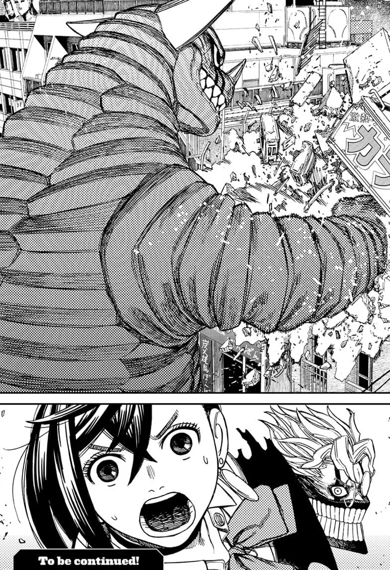 The Kaiju smashes the building. Momo is worried.